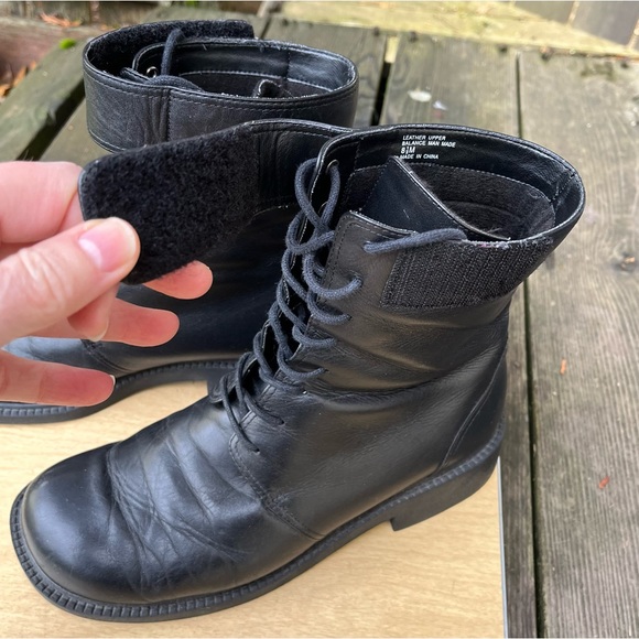 Dockers Wm’s Black Leather Lace up With Velcro Top Strap Combat Boots Sz 8.5 M - Picture 8 of 15